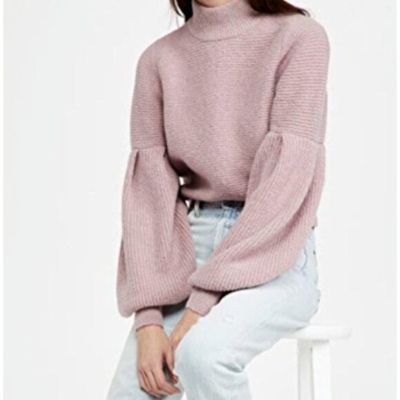Blank NYC Prelude to a Kiss Pink Metallic Balloon Sleeve Sweater Size Large - Picture 2 of 8